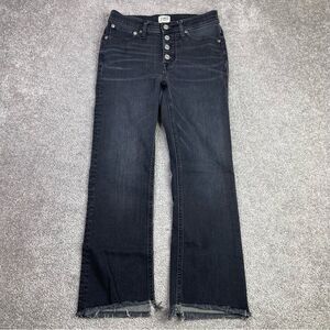 J. Crew Jeans Women's 25 Black Billie Demi Boot Crop Mid-Rise Raw Frayed Hem